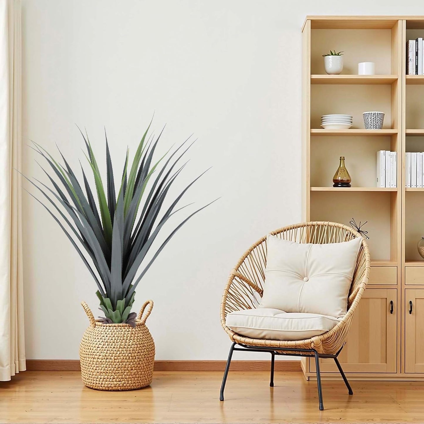 44inch Artificial Agave Plant Potted Plants Fake Agave Plant for Home Office Garden Indoor Outdoor Decoration (1PACK)