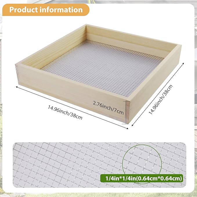 Soil Sifter for Garden,Wooden sifter for gardening，Multi-Purpose Soil Screen Wood Dirt Sifter Hand Held Cedar Garden Sifter for Compost,Plant flowers Sifter for Compost, Dirt and Potting Soil.