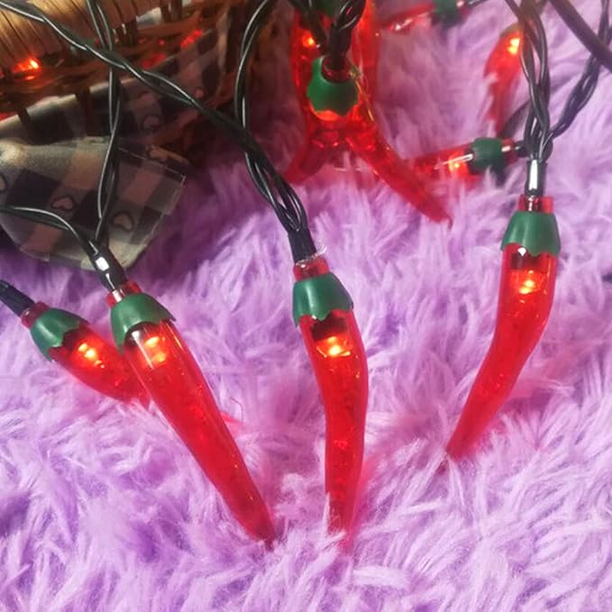 Solar Red Chili String Lights, 50 LED Chili Shape Fairy String Lights Solar Operated String Lights for Wedding, Chinese New Year,Spring Festival,Party Decoration,Christmas