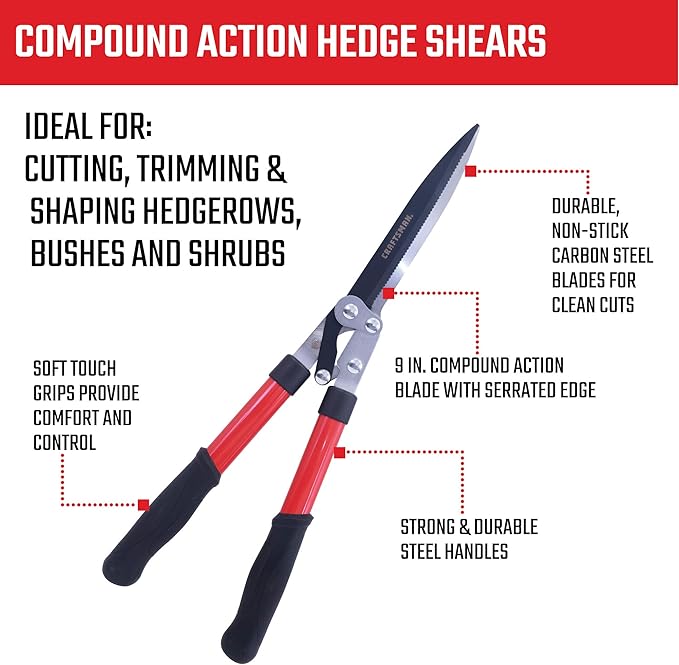 CRAFTSMAN 3-Piece Trimming & Sculpting Set with Bypass Pruning Shears, Garden Snips & Hedge Shears for Shaping, Trimming Delicate Plants, Shrubs & Trees