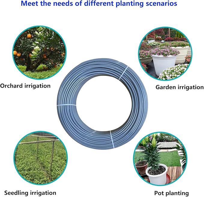 1/4 Inch Drip Hose,50 Foot Gray Drip Hose,for DIY Garden Irrigation Systems,Hydroponics,Spray Hose,Drip Emitter,or as a Blank Distribution Tube for any Garden Project (15 m)