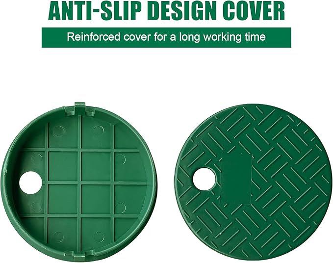 24 Sets Durable PP Valve Boxes-Anti Slip 6 in Sprinkler Valve Box,Plastic Round Irrigation Valve Box for Garden Yard Outdoor Lawn Grassland Ground Farm, Green&Black Water Meter Box