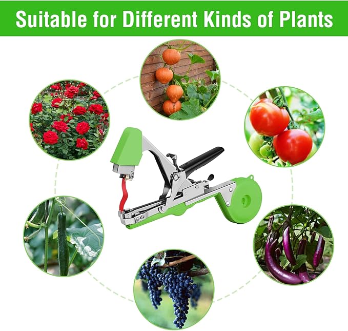 Plant Tying Machine,Plant Tapener,Tape Gun,Garden Vine Tying Tape with 20 Rolls and 10000pcs Staples,Vineyard Tool Garden Tools for Grapes, Raspberries, Tomatoes and Vining Vegetables etc