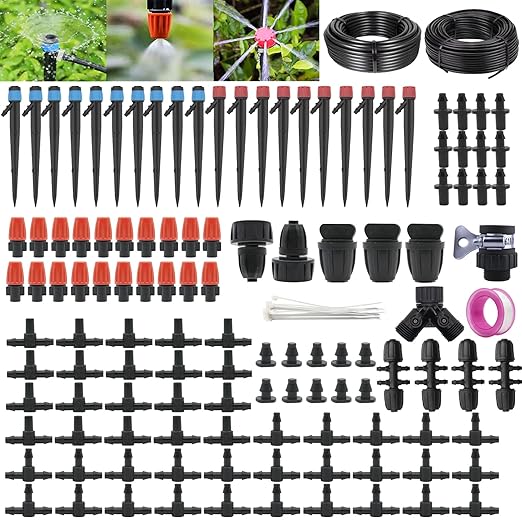 Drip Irrigation System Kit, 240 Ft Automatic Garden Watering Plant System Kit, Greenhouse Irrigation Kit, Patio Sprinkler System for Outdoor Raised Bed Plants with 1/2in,1/4in Hose
