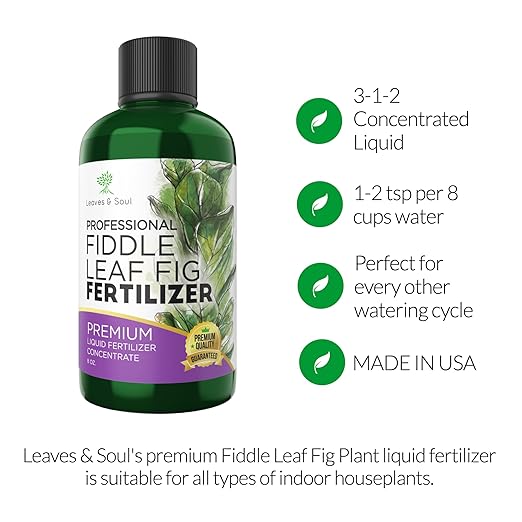 Professional Liquid Fiddle Leaf Fig Plant Fertilizer | 3-1-2 Concentrate for House Plants | Multi-Purpose Blend & Gardening Supplies | 8 oz Bottle