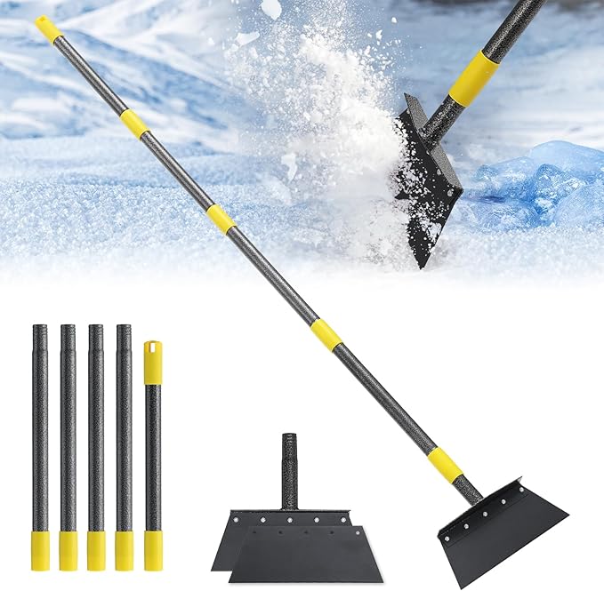 Separate Manual Weeder,Detachable Garden Flat Shovel Scraper, 2 Spades,60 Inch Long Multifunctional Garden Cleaning Shovel, Heavy Duty Floor Scraper,Metal Weeding Scraper for Edging, Snow Ice Removal