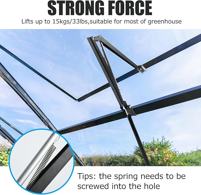 CHANGE MOORE Auto Vent Opener Automatic Greenhouse 1Pack Window Opener Roof Vent Opener Auto Vent Kit Sensitive Gardening Tools Automatic Greenhouses Supplies (Single Spring Up to 33lbs)