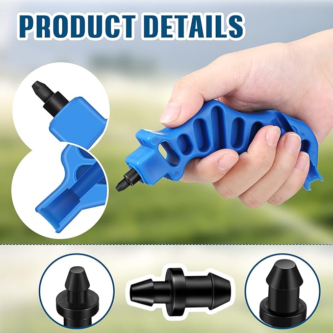 1 Pcs Drip Irrigation Tubing Hole Punch Tool for Easier 1/4 Inch Fitting Emitter Insertion and 50 Drip Irrigation Plugs Goof Plugs for Hose or Tubing End Caps Puncture to Insert Fittings(Novel Style)