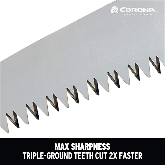 Corona Tools 7-Inch RazorTOOTH Folding Saw | Pruning Saw Designed for Single-Hand Use | Curved Blade Hand Saw | Cuts Branches Up to 3" in Diameter | RS16120
