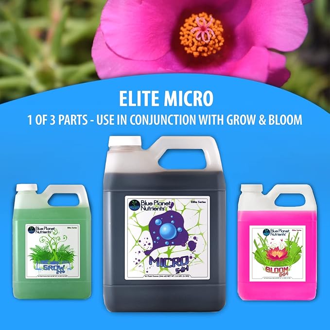 Elite Micro Quart (32 oz) | Grow Flowers, Herbs, Vegetables, Fruit | Soil Hydroponic Aeroponic Coco Coir Soil-Less | for All Plants and Gardens | Blue Planet Nutrients