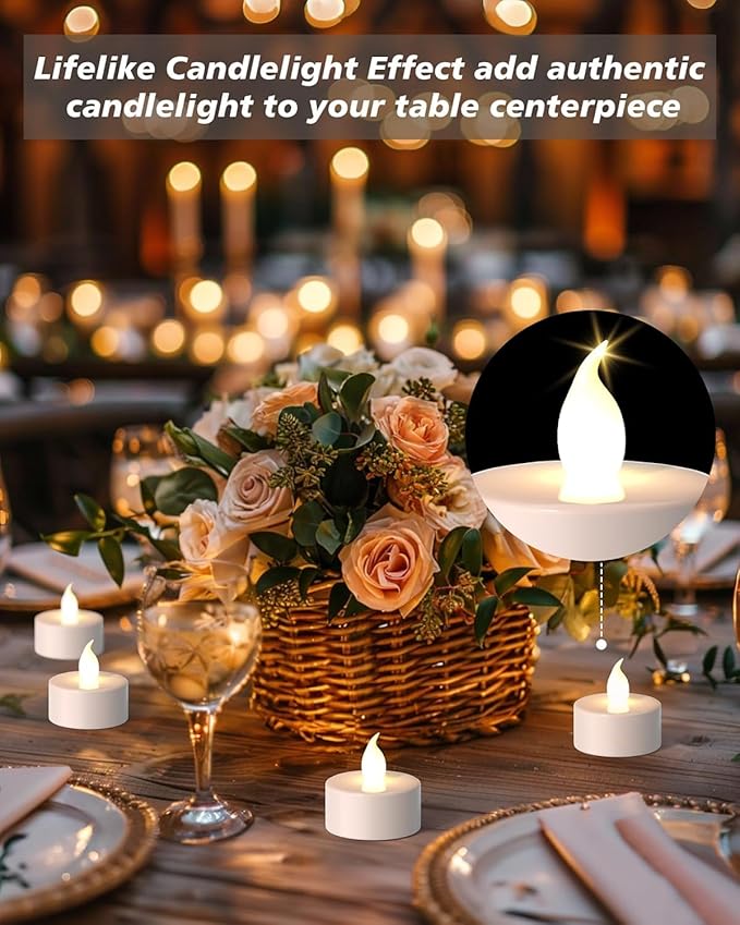 LED Tea Lights Candles- 50Pack Flameless Candles Realistic and Bright Flickering Long Lasting 200Hours for Holiday Celebration,Party, Home Decoration WarmWhite,Battery Operated