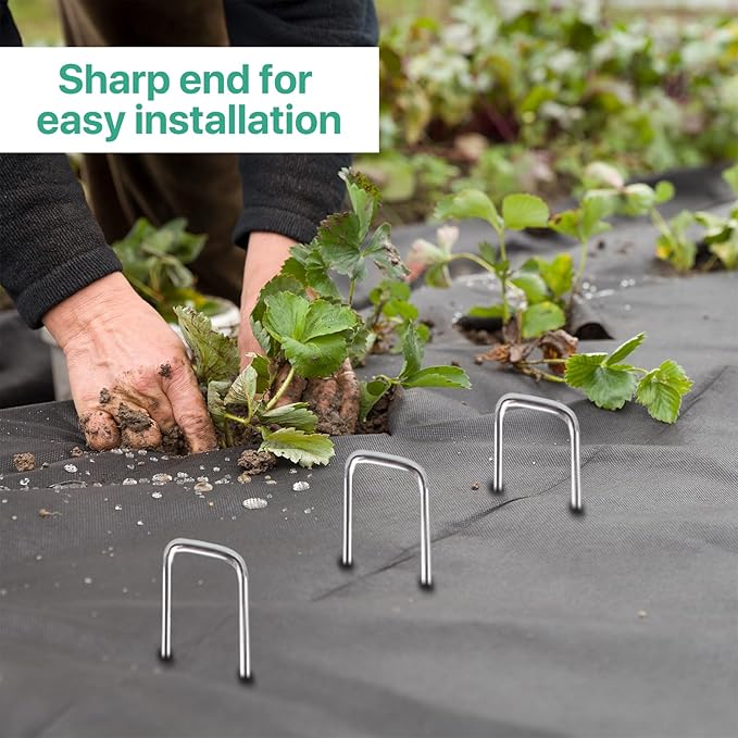 4 Inches Landscape Staples,Galvanized Garden Stakes Yard Stakes Garden Staples Prefect for Weed Barrier Fabric,11 Gauge Landscape pins for Tent,Balloons, Irrigation Tube. (100package, 4 inch)