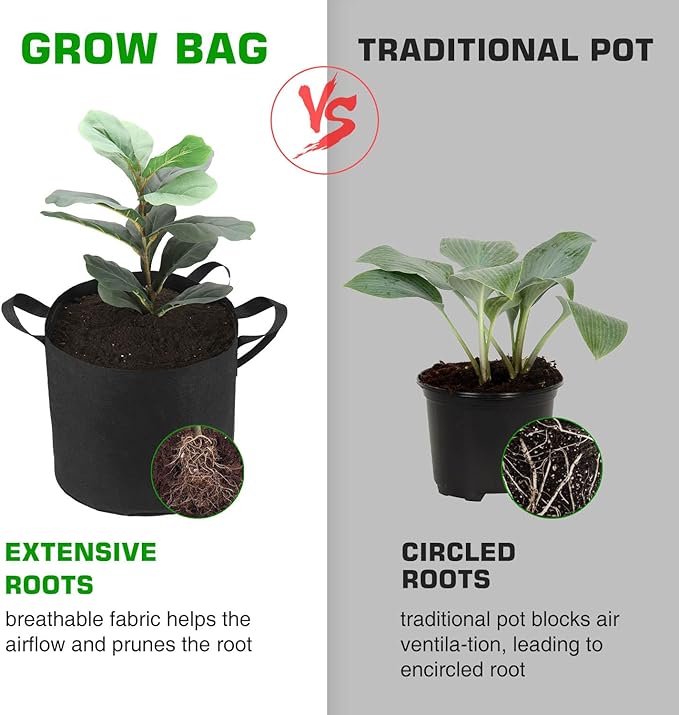 12-Pack 10 Gallon Grow Bags Heavy Duty Thickened Nonwoven Fabric Pots with Durable Handles