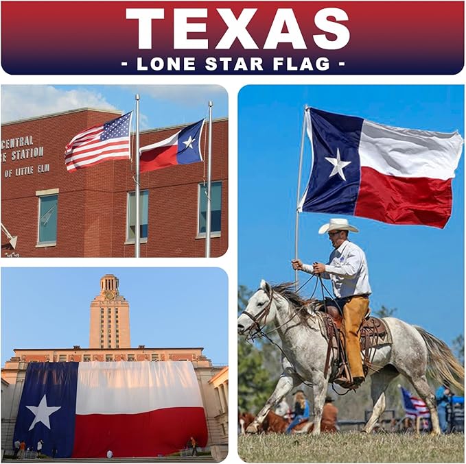 Texas Flag 5x8 ft Deluxe Super Tough Series, Heavy Duty Spun Polyester, All Weather TX Flag High Wind with Embroidered Stars, 3 Brass Grommets, Sewn Stripes, Durable Texas Flags Outdoor Outside