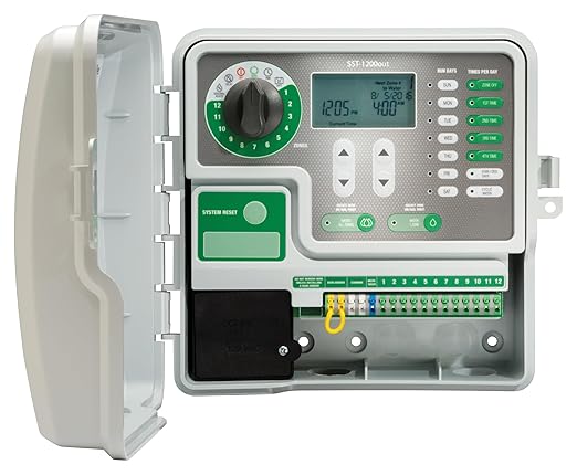 Rain Bird SST1200OUT Simple-to-Set Indoor/Outdoor Sprinkler/Irrigation Timer/Controller, 12-Zone/Station (this New/Improved Model Replaces SST1200O),Gray/Green