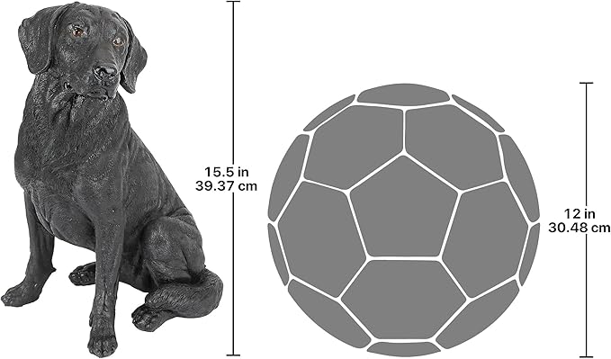 Design Toscano Labrador Retriever Dog Indoor/Outdoor Garden Statue, 9 Inch Wide, 15 Inch Tall, Cast Stone Resin, Black Painted Finish