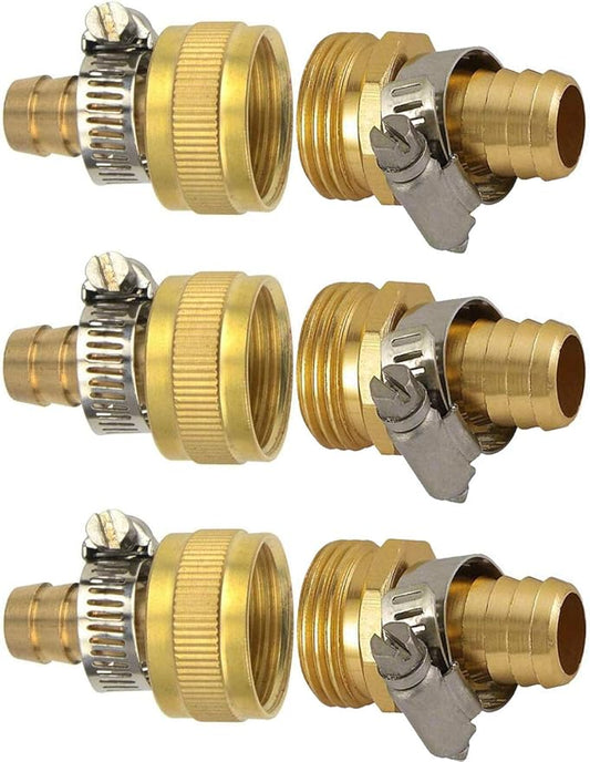 YOUHO Garden Hose Adapter 3/4" Drip Irrigation Tubing to Faucet - Reusable Connector Fittings for Most Rain Bird, Orbit, Dig, Toro 3/4 Tubing x 3/4" GHT Garden Hose Repair kit(3Sets)