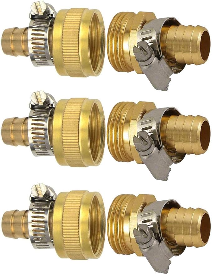 YOUHO Garden Hose Adapter 1/2" Drip Irrigation Tubing to Faucet - Reusable Connector Fittings for Most Rain Bird, Orbit, Dig, Toro 1/2 Tubing x 3/4" GHT Garden Hose Repair kit (3 Set) s