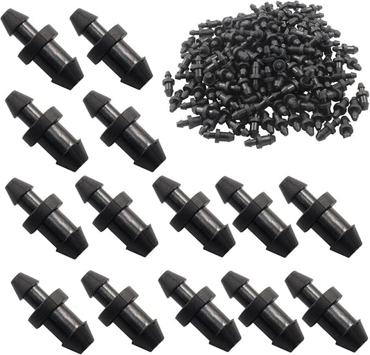 300 Pcs Drip Irrigation End Plugs, 1/4 Inch Drip Irrigation Goof Hole Plugs, Barbed Connectors End Cap,Irrigation Stopper for Home Garden Lawn Supplies(Black)