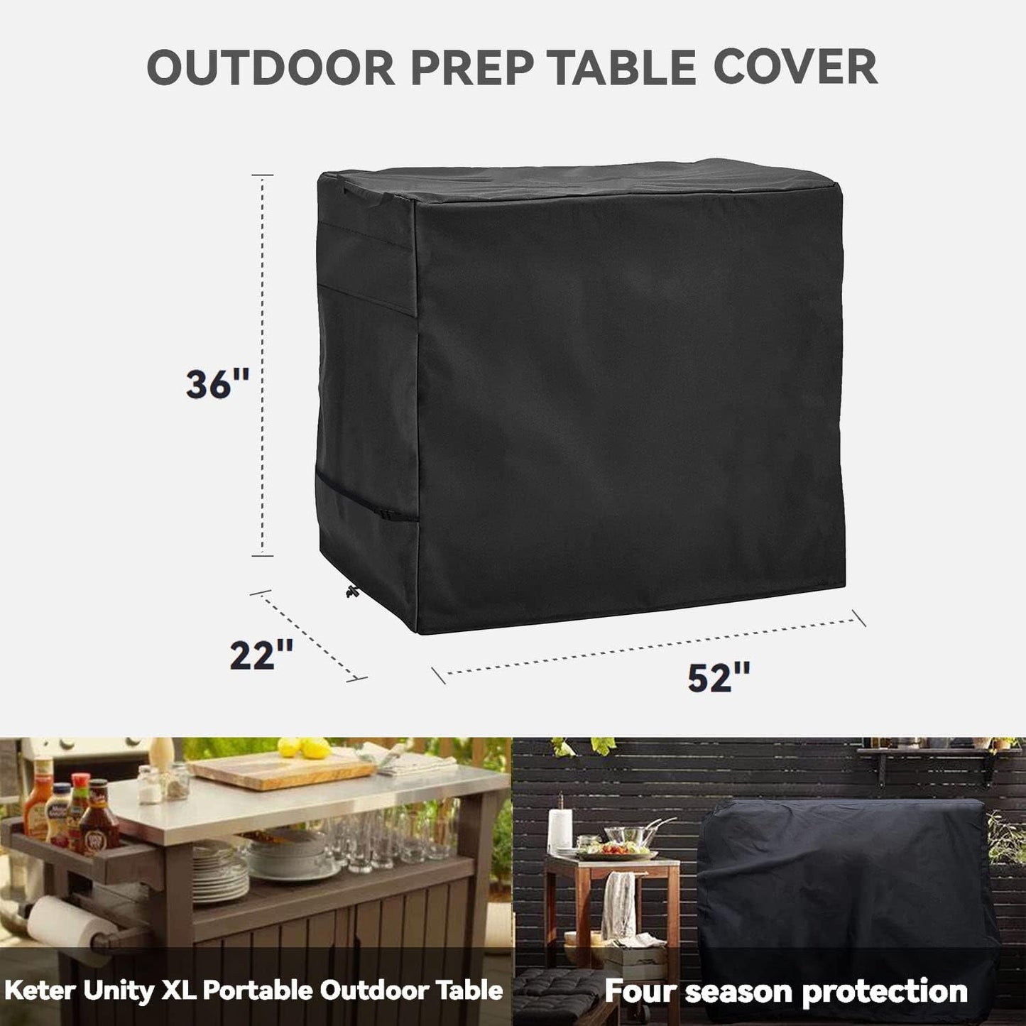 Outdoor Prep Table Cover - Waterproof, Stainless Steel Top Cover for 52 Inch Keter Unity XL Portable Outdoor Table, Compatible with 52 inch Outdoor Utility Cart and Storage Cabinet
