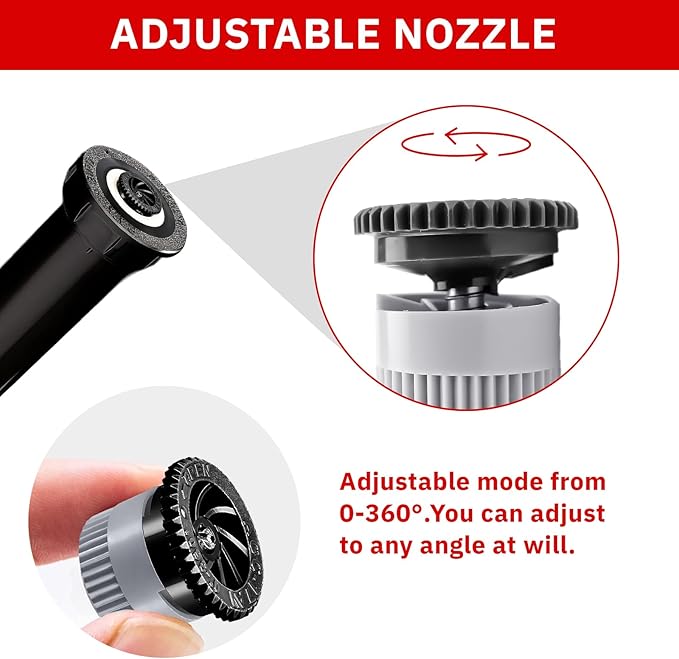 10 Pieces Variable Arc Nozzle, Replacement Pop-up Sprinkler Heads Compatible with Hunter, RainBird, Orbit High Efficiency Pop Up Sprinklers for Garden Lawn Irrigation (17AN)