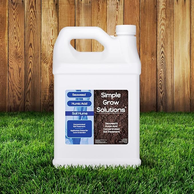 Organic Super Seaweed Humic Acid Blend- Liquid Sea Kelp for Grass and Plants - Soil Hume - Simple Grow Solutions- Natural Lawn & Garden Concentrated Treatment- Use with Fertilizer Program (128 Ounce)