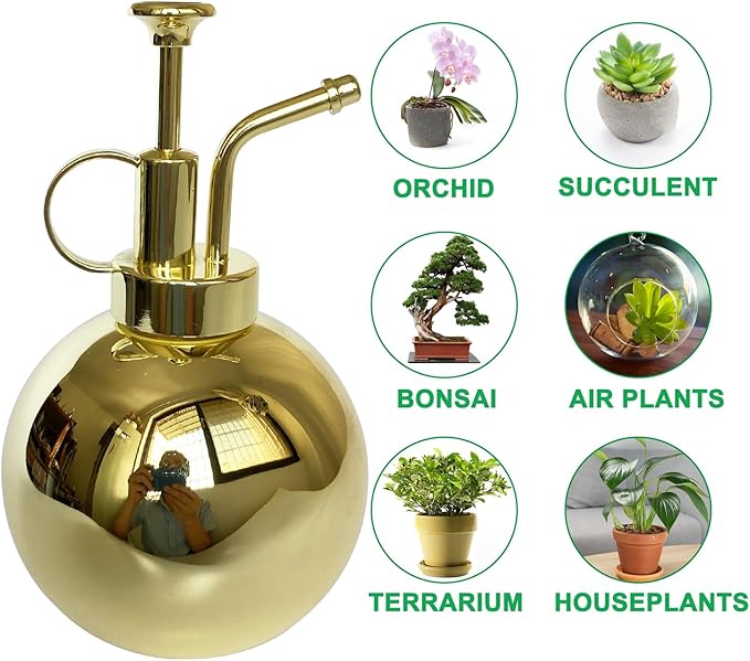 Plant Mister Spray Bottle Stainless steel plant sprayer, small watering can plant spray bottle Modern gardening tools for indoor potted plants watering and spraying
