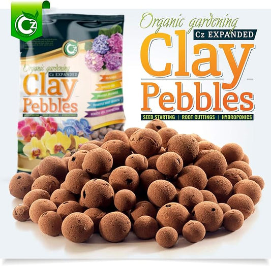 Expanded Clay Pebbles Grow Media for Orchids, NFT DWC Hydroponics, Aquaponics, Aquaculture LECA Plant Garden Soil Conditioner Amendment Ceramsite Aggregate (10 LB Cz Expanded Clay Pellets)