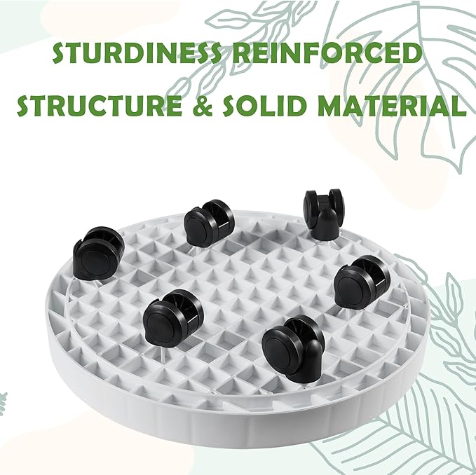 17.5 Inch Planter Caddies Rolling Saucer Caddy with Wheels, Heavy Duty Wheeled Stand for Potted Plant, Round Coaster Roller Base Tray with Casters, Flower Pot Dolly Holder for Indoor Outdoor