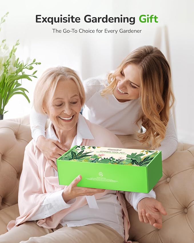 All-in-One Garden Tool Set, 11-Piece Heavy Duty Gardening Tools with Ergonomic Canvas Shoulder Crossbody Bag, Rust-Proof Premium Garden Tool Kit, Gardening Gift for Women Men