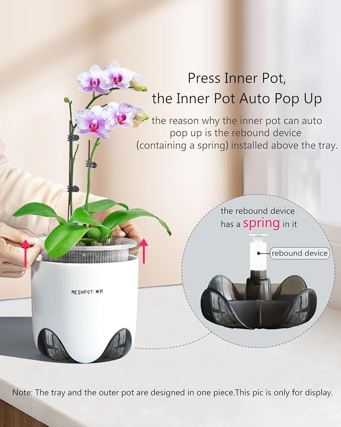 5 inch Orchid Pots with Holes for Repotting,Set of 1,Double Layer Plastic Imitate Ceramic Orchid Planter Provide Good Air Circulation,Clear Orchid Pot Match Decorative Orchid Container