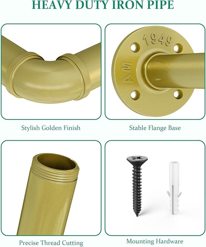 Plant Hanger Indoor, Hanging Planters for Indoor Plants with 6 Hanging Chains, Wall Plant Hanging Rod for Window Ceiling, 65 Inch, Metal/Golden…