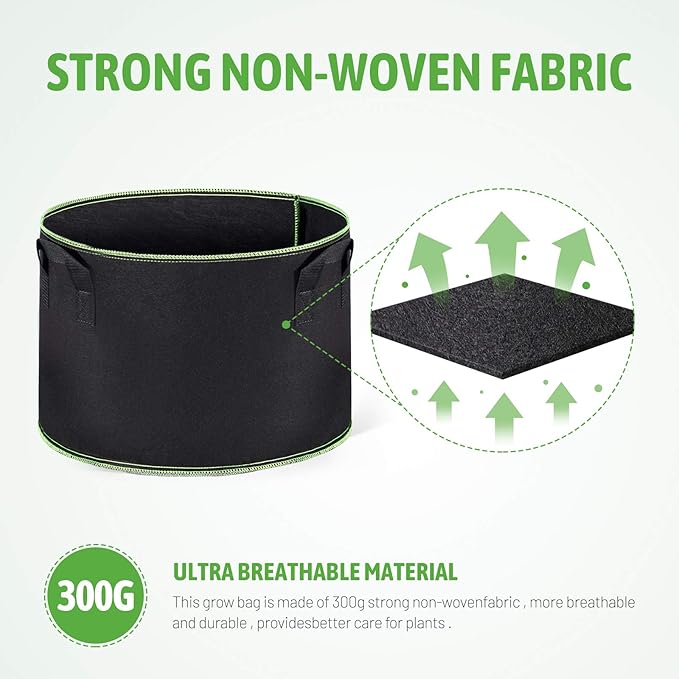 Delxo 20-Pack 10 Gallon Heavy Duty Aeration Thickened Nonwoven Fabric Pots Plant Grow Bags with Handles