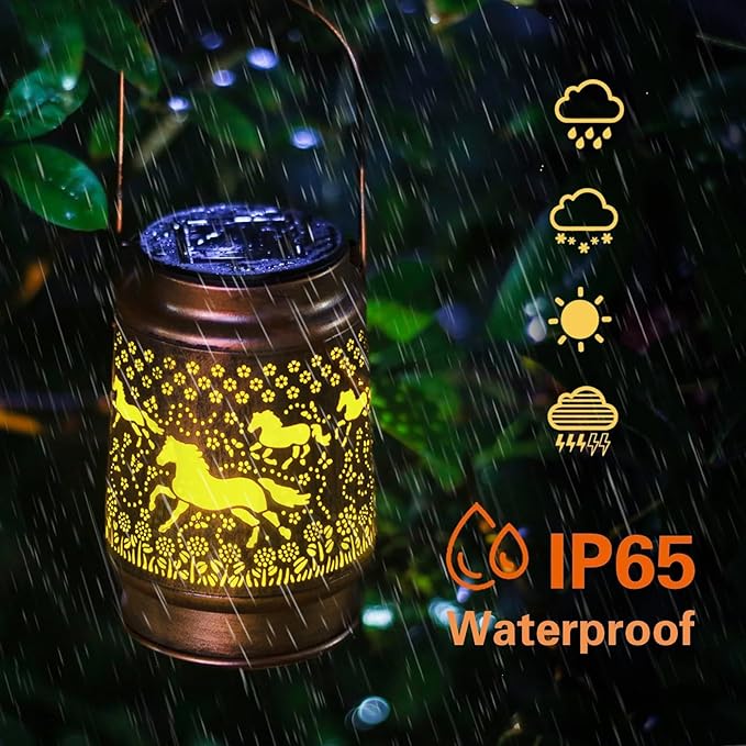 kyoryuger Horse Solar Lanterns Outdoor Horse Gifts for Women Mom Grandma, Horse Lovers Gifts, Birthaday for Mom Metal Decorative Lanterns for Yard Patio Lawn Solar Garden Decor