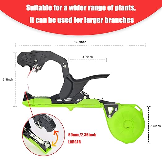 Garden Plant Tying Machine Taper Tool Plant Tape Tool for Grapes, Raspberries, Tomatoes and Vining Vegetables, Comes with 21 Rolls of Tapes and 1 Box of Staple (Green)…