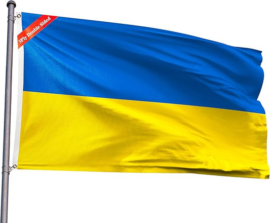 Double Sided Ukraine Flag 2x3FT Ukrainian National Polyester Flag With 2 Grommets For Patriotic Ukrainian Themed Festival Events Party Decoration (Ukraine, 2x3FT-3ply)