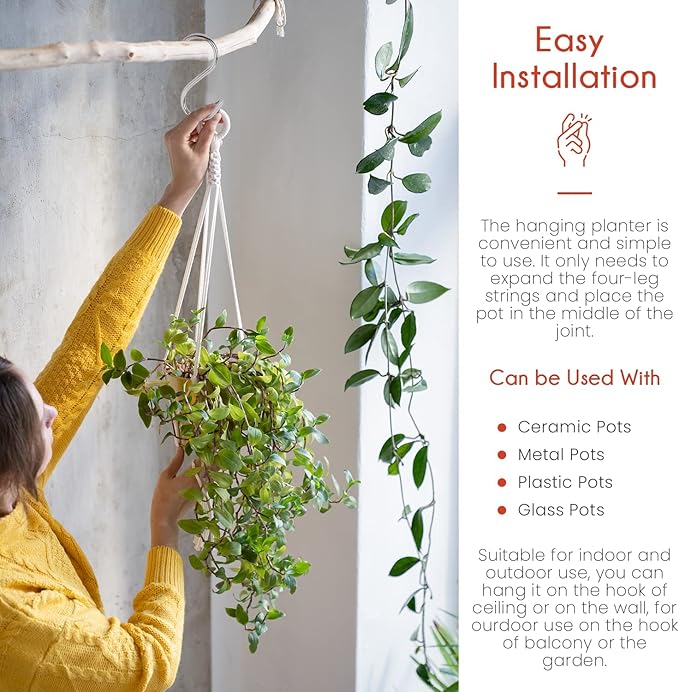 Macrame Plant Hangers Indoor Macrame Hanging Planters for Indoor Plants, 6 Pack Hanging Plant Holders Indoor Hanging, Macromay Plant Hangers for Indoor Plant Hanger, Outdoor Flower Pots Holder