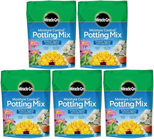Miracle-Gro Moisture Control Potting Mix, 8-Quart, 5 Pack