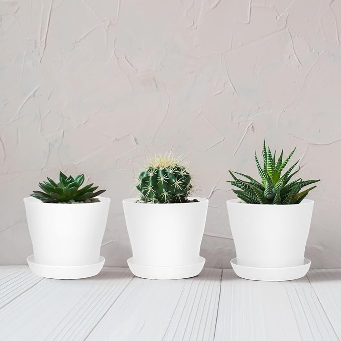 36 Pack Plants Nursery Pots 4 Inches Plastic Flower Plant Pots Thickened Seedlings Nursery Pots with Tray White Flower Pots Gardening Plant Containers for Outdoor Indoor