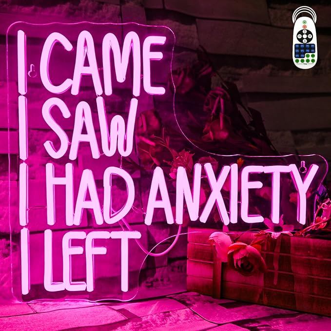 CAME SAW HAD ANXIETY LEFT Neon Sign Wall Decor, Neon Light for Christmas Party Bar Home Christmas Decorations Family Gifts