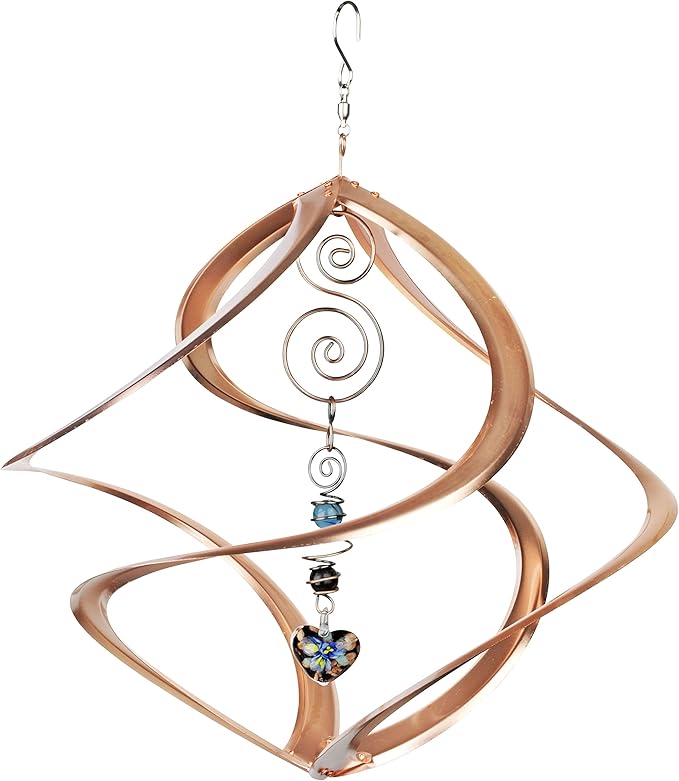Red Carpet Studios 31042 Cosmix Wind Spinner Double Helix, Copper W/Heart Crystal, 14 Inch