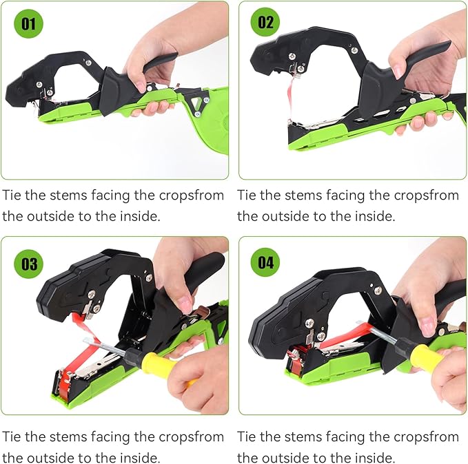 Plant Tying Machine Vine Tying Tool with 10000PCS Staples 20 Rolls Tape Plant Tape Gun for Grapes Tomatoes and Vining Vegetables Tying Tool(Green)