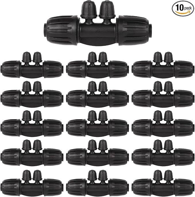 1/2 Inch to 1/4 Inch Tubing Irrigation Fittings for (1/2'' ID x 0.60''-0.63'' OD) 16mm Drip Tubing,Locked Barbed Tee Connectors (20 Pcs Barbed Tee 4-Way)