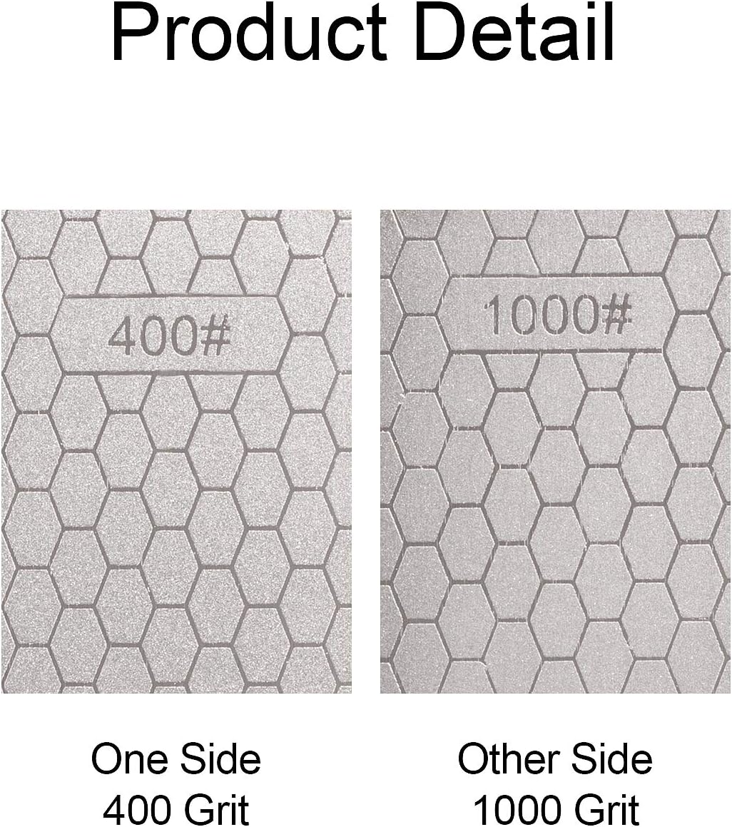 S SATC Diamond Sharpening Stone 2 Side Grit 400/1000 Diamond Plate Honing Stone 8-inch Hone Sharpener White