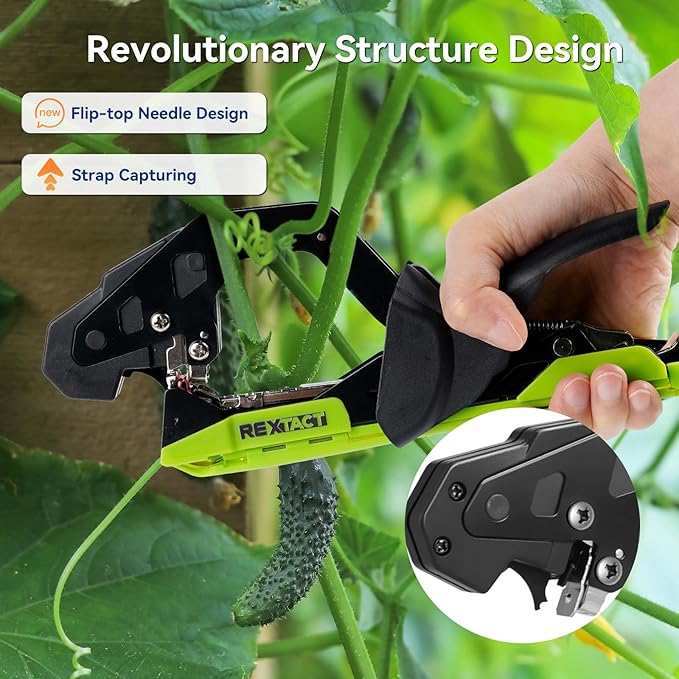 Upgraded Plant Tying Machine, Lightweight Plant Type Gun with 20 Rolls Tapes, 20000Pcs Staples to Tie Up Vine, Plant Tying Tool with SK5 Blade Replacement for Tomato, Cucumber, Grape (Green)