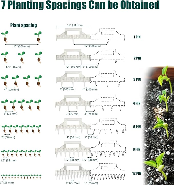 Seed Dibber, Multifunctional Seed Spacer Tool, Seed-in Soil Digger Garden Spacer aid for Planting Seeds Laying Out ideally Spaced Rows (White)