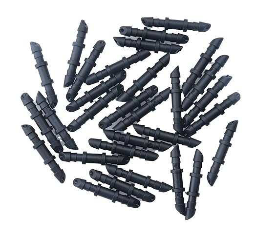 Sowaka 30 Pcs Drip Irrigation Fittings Kit Black 1/4 Inch Tube End Goof Hole Plugs Irrigation Stoppers for Drip Systems Home Garden Lawn Supplies (Coupling)