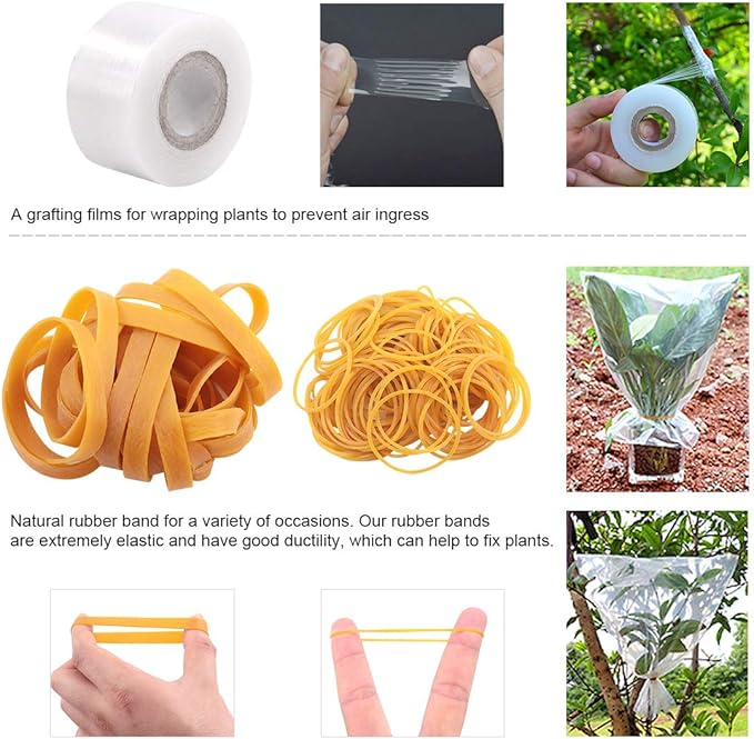 Glarks Professional Garden Fruit Tree Plant Pruning Shears Grafting Cutting Tool Kit with Grafting Tape Rubber Bands