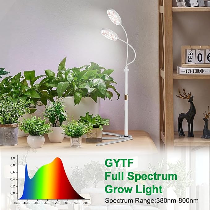 Grow Light Dual Ring 3.5" with Base, 122 LEDs 6000K White Full Spectrum Gooseneck Plant Lamp for Indoor Desk Plants, Dimmable & Height Adjustable 9-16", Timer 4/8/12/18Hrs