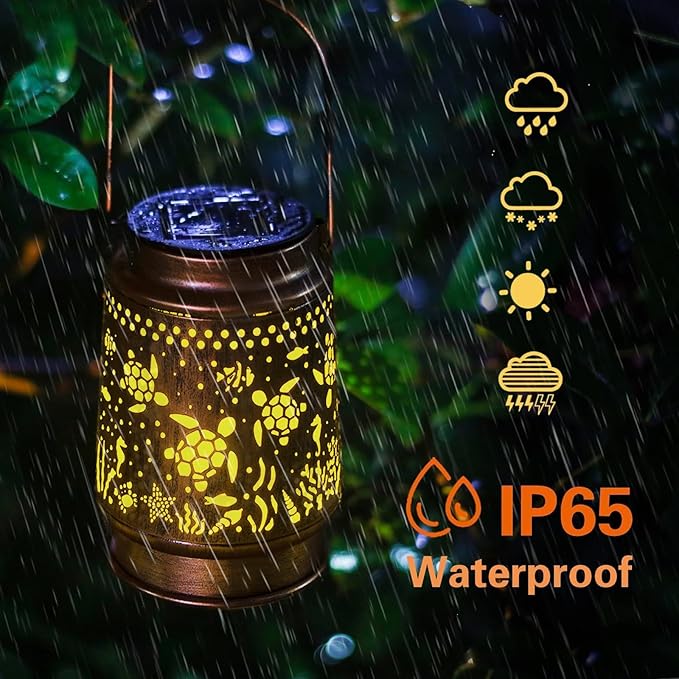 kyoryuger Sea Turtle Solar Lanterns Outdoor Turtle Gifts for Women Mom Grandma, Turtle Lovers Gifts, Birthaday for Mom Metal Decorative Lanterns for Yard Patio Lawn Solar Garden Decor